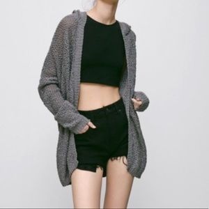 Aritzia Talula capitol sweater in grey oversized cardigan with hood